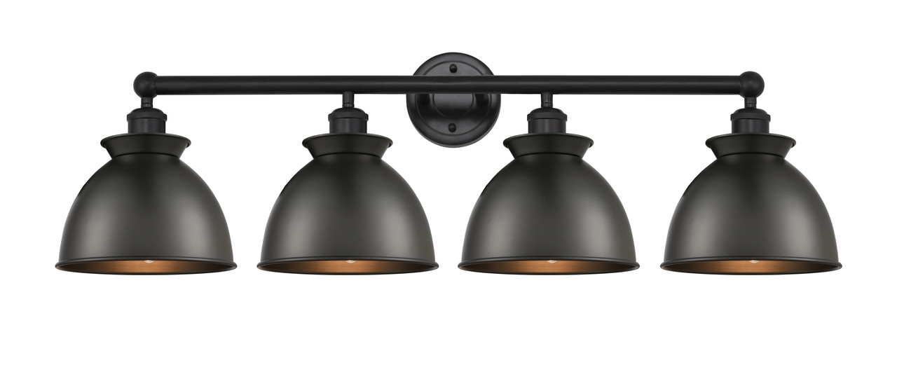 INNOVATIONS 616-4W-BK-M14-BK Adirondack 4 Light Bath Vanity Light part of the Edison Collection Matte Black
