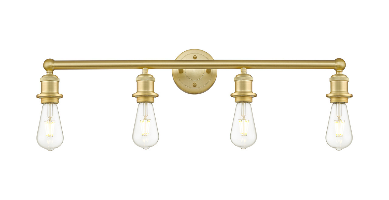 INNOVATIONS 616-4W-SG-M14-BK Adirondack 4 Light Bath Vanity Light part of the Edison Collection Satin Gold