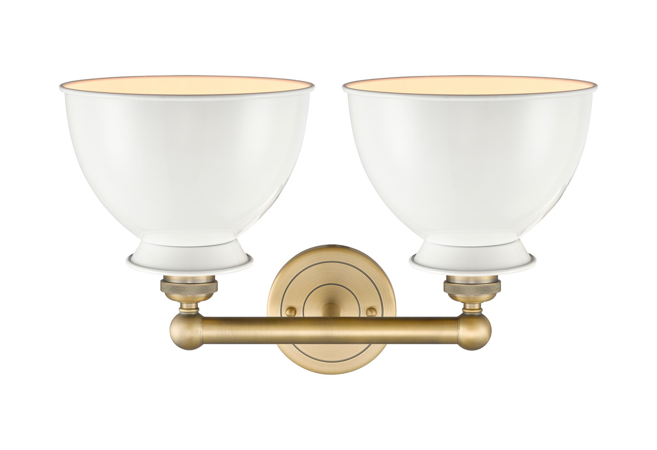 INNOVATIONS 616-2W-BB-M14-W Adirondack 2 Light Bath Vanity Light part of the Edison Collection Brushed Brass