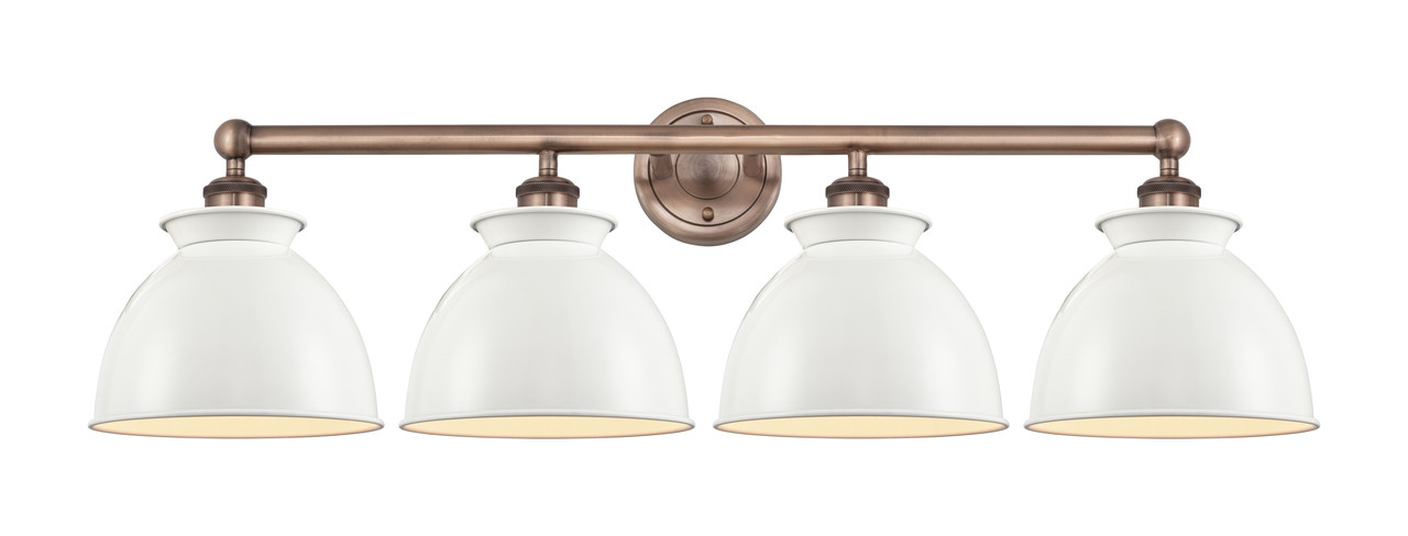 INNOVATIONS 616-4W-AC-M14-W Adirondack 4 Light Bath Vanity Light part of the Edison Collection Antique Copper