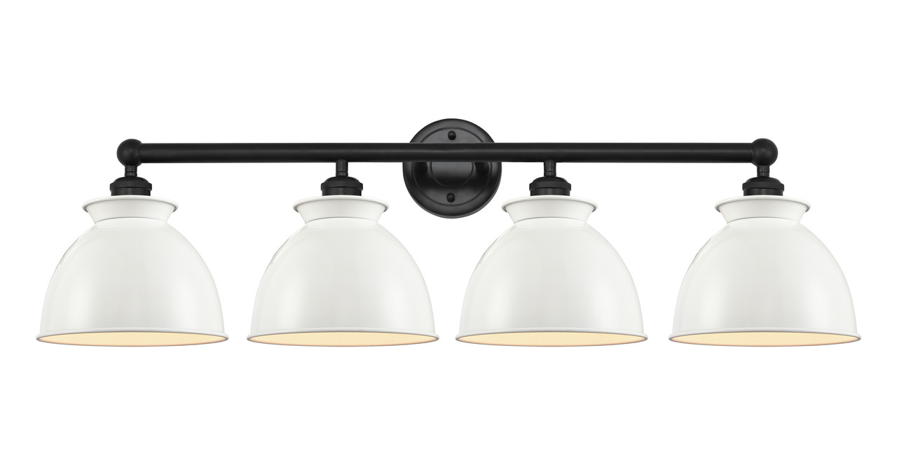 INNOVATIONS 616-4W-BK-M14-W Adirondack 4 Light Bath Vanity Light part of the Edison Collection Matte Black