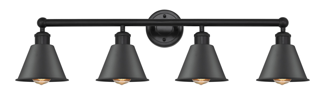 INNOVATIONS 616-4W-BK-M8-BK Smithfield 4 Light Bath Vanity Light part of the Ballston Collection Matte Black