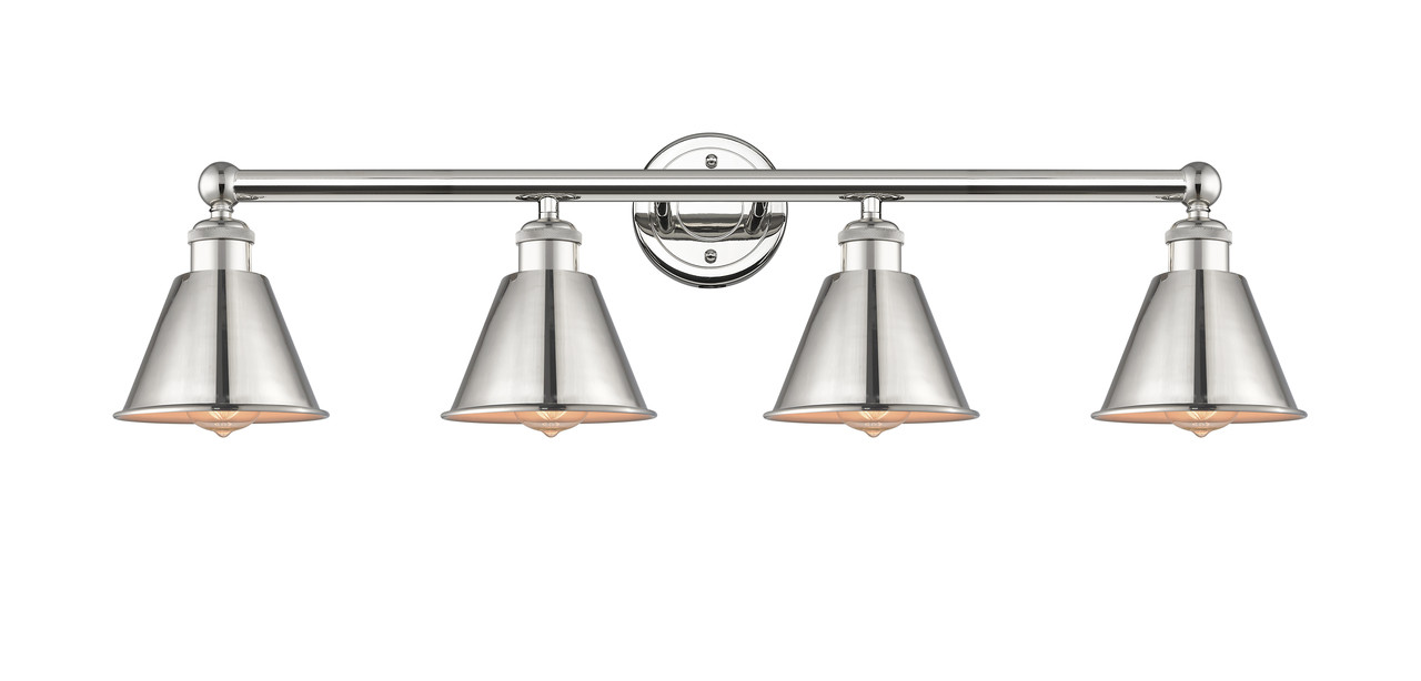 INNOVATIONS 616-4W-PN-M8-PN Smithfield 4 Light Bath Vanity Light part of the Ballston Collection Polished Nickel