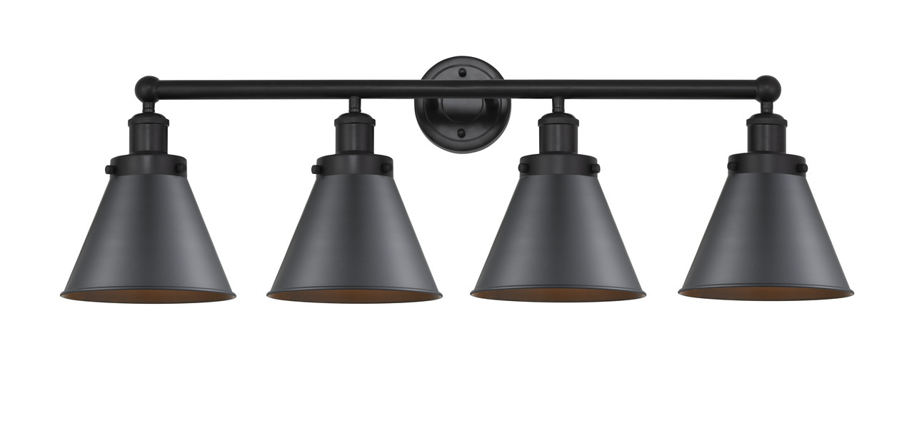 INNOVATIONS 616-4W-BK-M13-BK Appalachian 4 Light Bath Vanity Light part of the Franklin Restoration Collection Matte Black