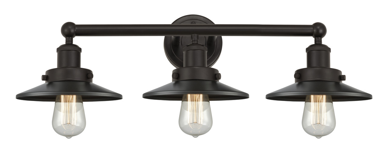 INNOVATIONS 616-3W-OB-M5-OB Railroad 3 Light Bath Vanity Light part of the Franklin Restoration Collection Oil Rubbed Bronze