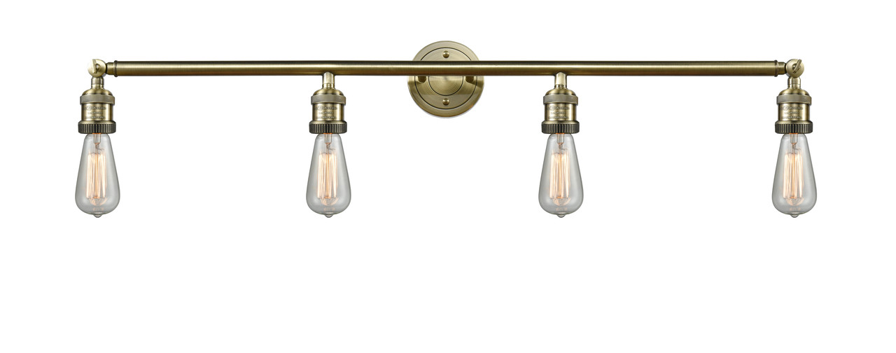 INNOVATIONS 215-AB-LED Bare Bulb 4 Light Bath Vanity Light part of the Franklin Restoration Collection Antique Brass