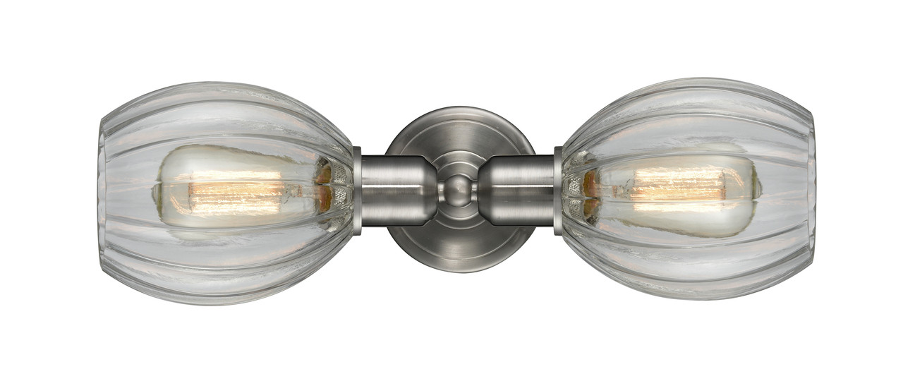 INNOVATIONS 900-2W-SN-G82 Melon 2 Light Bath Vanity Light part of the Austere Collection Brushed Satin Nickel