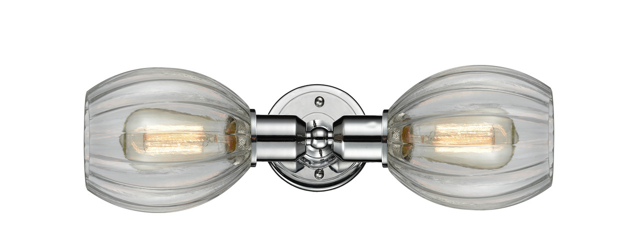 INNOVATIONS 900-2W-PC-G82 Melon 2 Light Bath Vanity Light part of the Austere Collection Polished Chrome