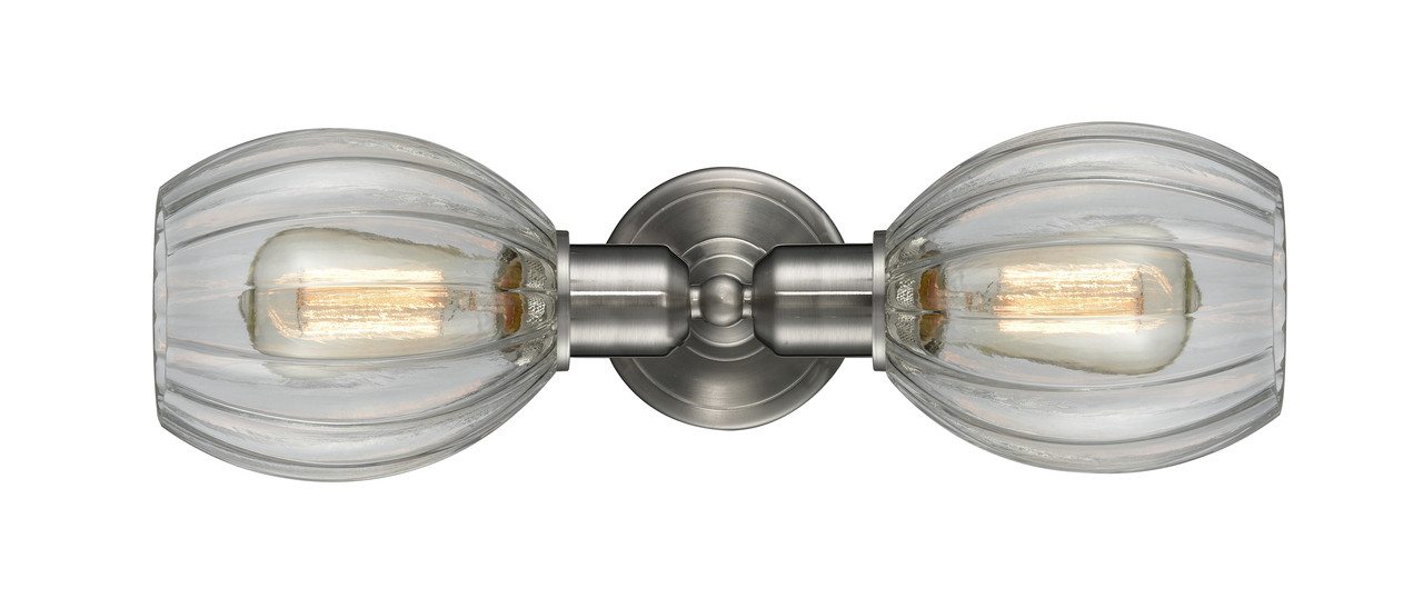 INNOVATIONS 900-2W-SN-G82-LED Melon 2 Light Bath Vanity Light part of the Austere Collection Brushed Satin Nickel
