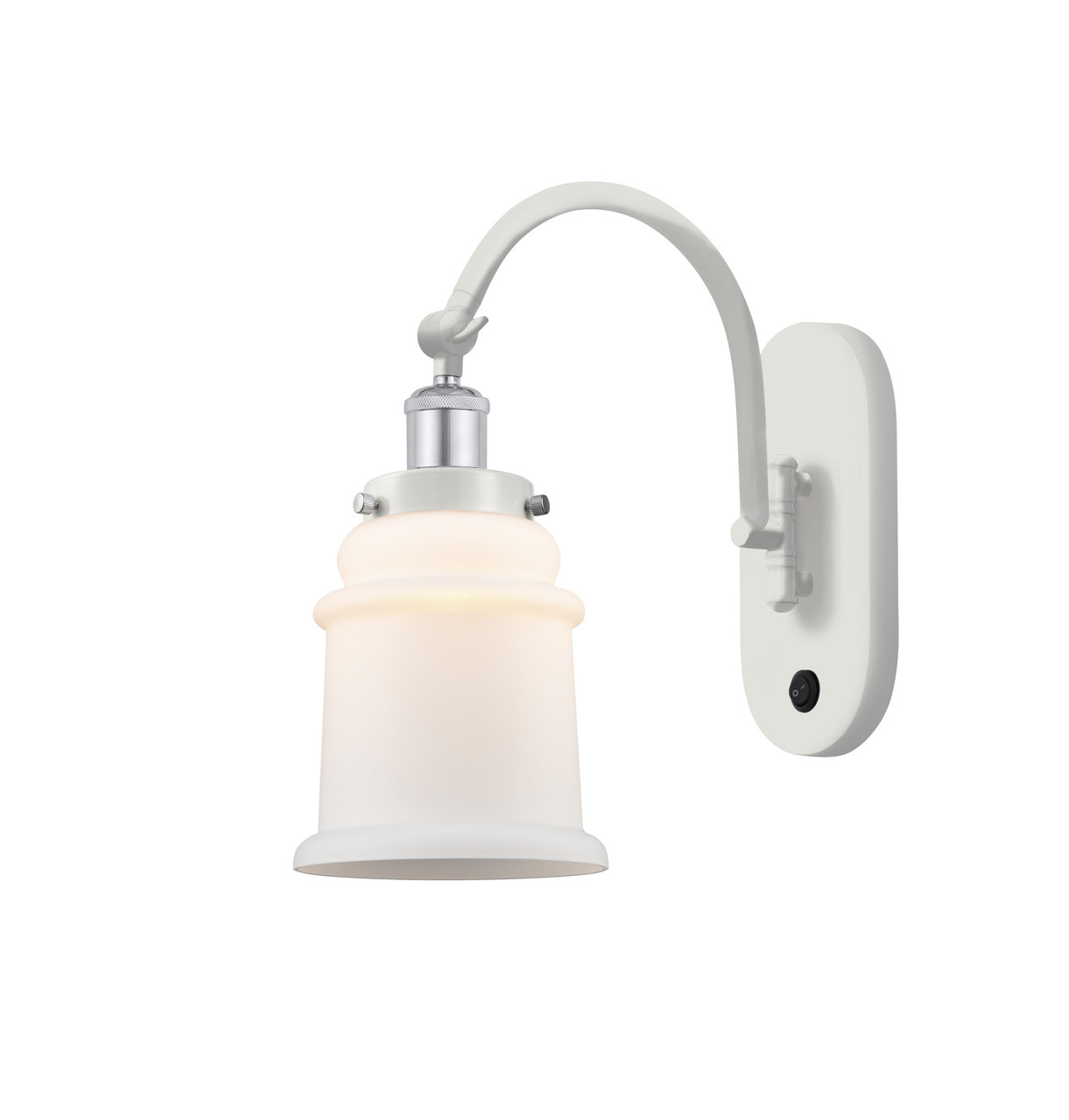 INNOVATIONS 918-1W-WPC-G181 Canton 1 Light 6.5 inch Sconce White Polished Chrome INNOVATIONS 918-1W-WPC-G181 Canton 1 Light 6.5 inch Sconce White Polished Chrome