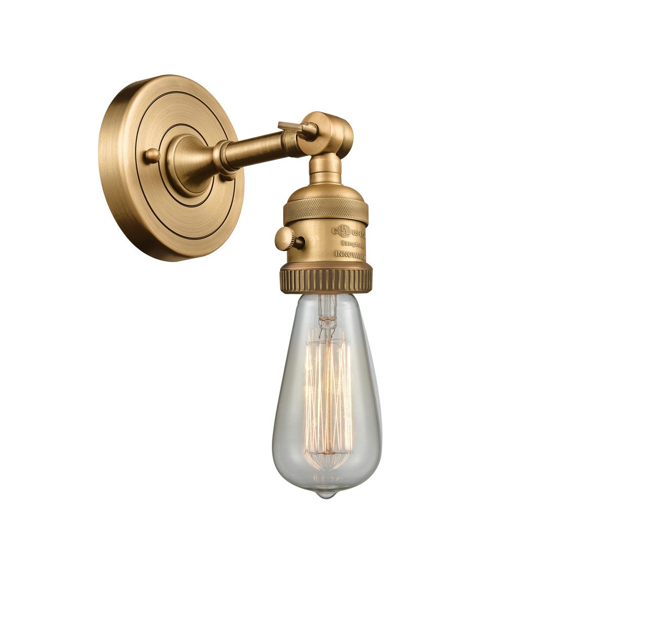 INNOVATIONS 203SW-BB-LED Bare Bulb 1 Light 4.5 inch Sconce With Switch Brushed Brass