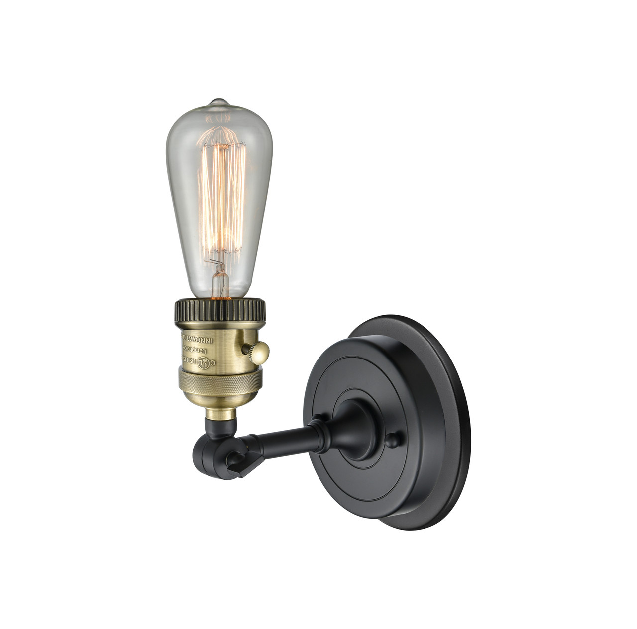 INNOVATIONS 203SWBP-BAB Bare Bulb 1 Light 5 inch Sconce With Switch Black Antique Brass
