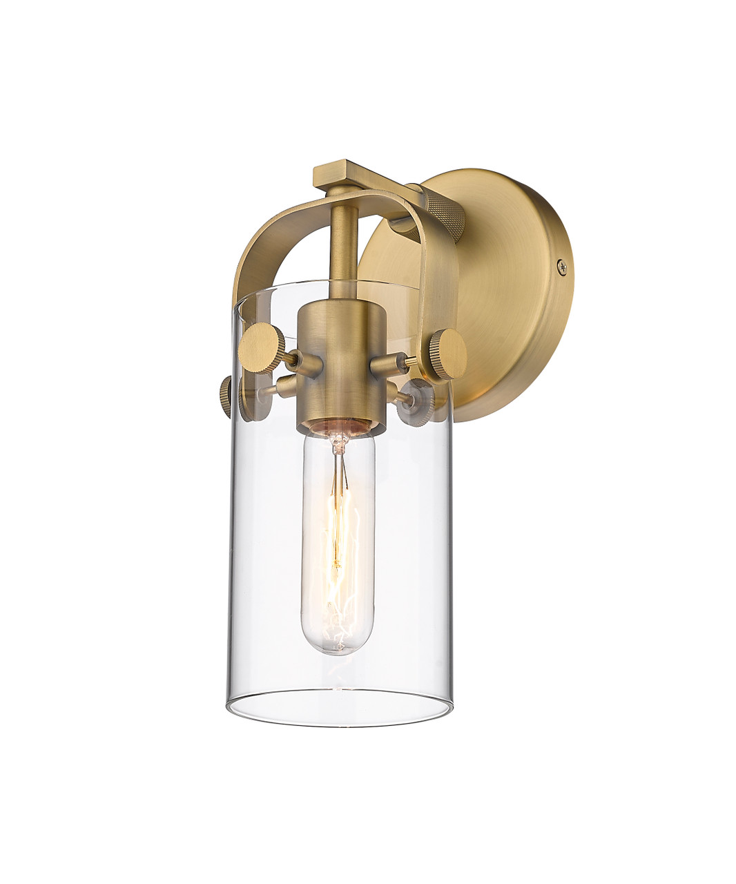 INNOVATIONS 423-1W-BB-G423-7CL Pilaster II Cylinder 1 4.5 inch Sconce Brushed Brass