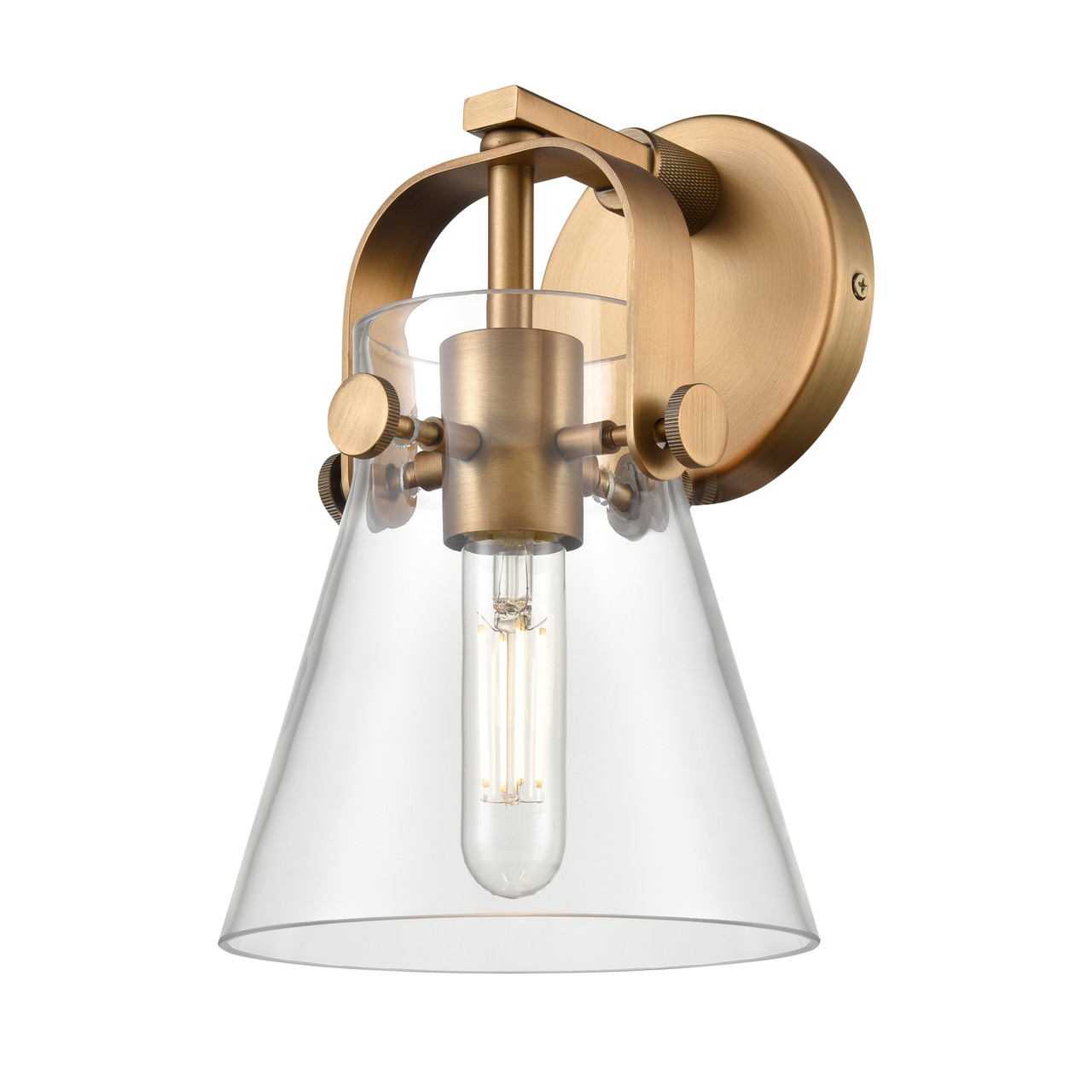 INNOVATIONS 423-1W-BB-G411-6CL Pilaster II Cone 1 6.5 inch Sconce Brushed Brass