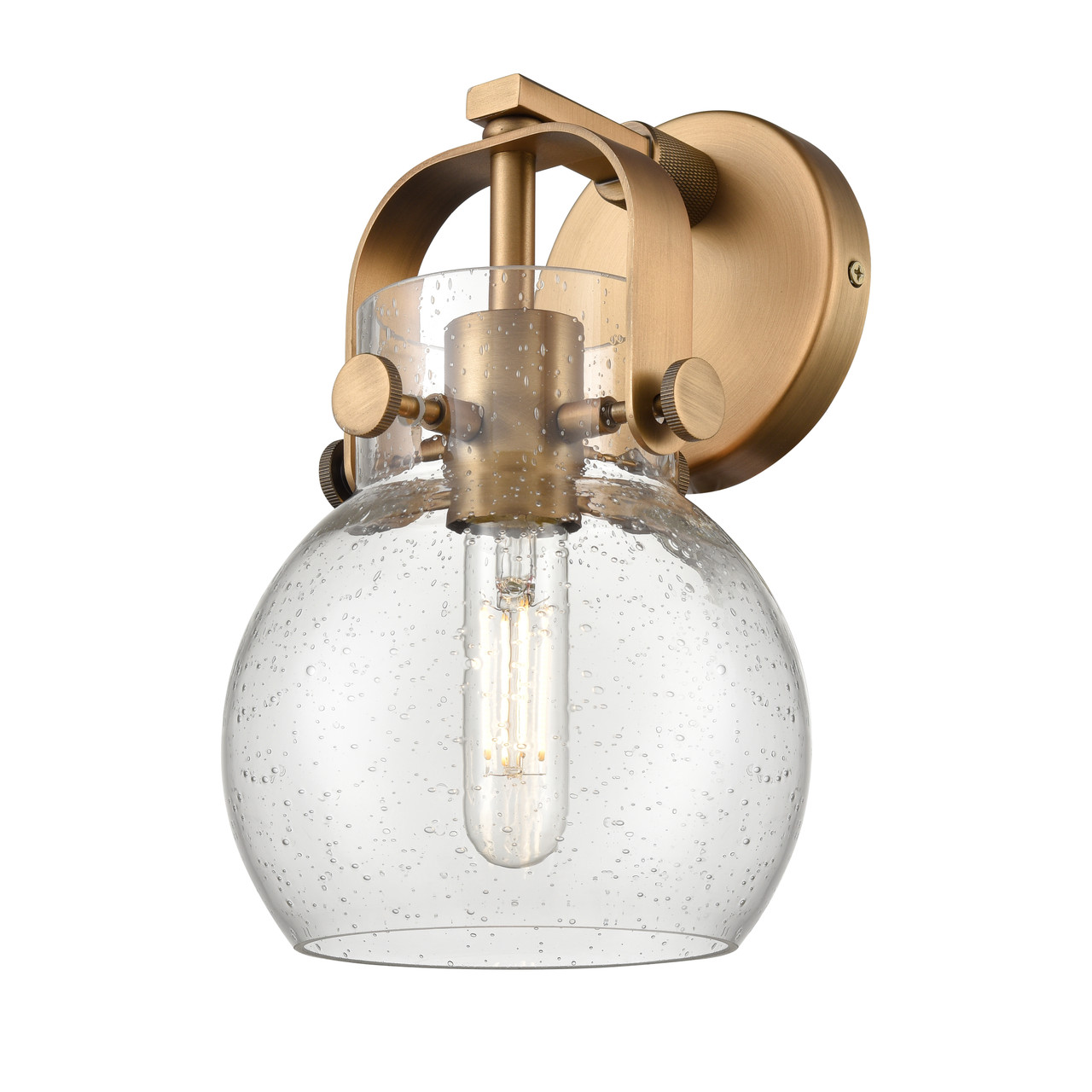 INNOVATIONS 423-1W-BB-G410-6SDY Pilaster II Sphere 1 6.5 inch Sconce Brushed Brass