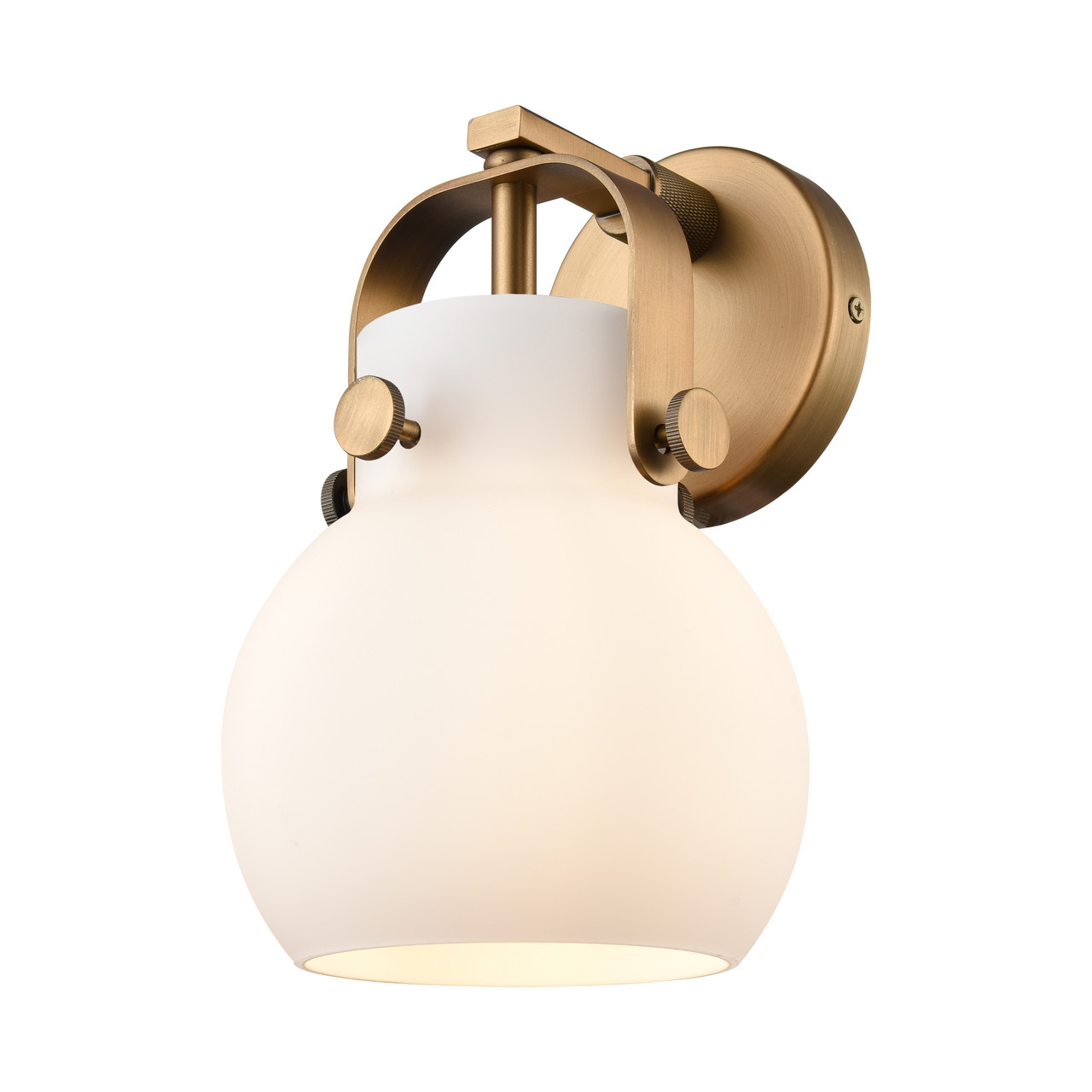 INNOVATIONS 423-1W-BB-G410-6WH Pilaster II Sphere 1 6.5 inch Sconce Brushed Brass