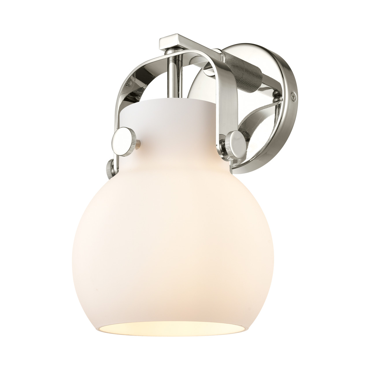INNOVATIONS 423-1W-PN-G410-6WH Pilaster II Sphere 1 6.5 inch Sconce Polished Nickel