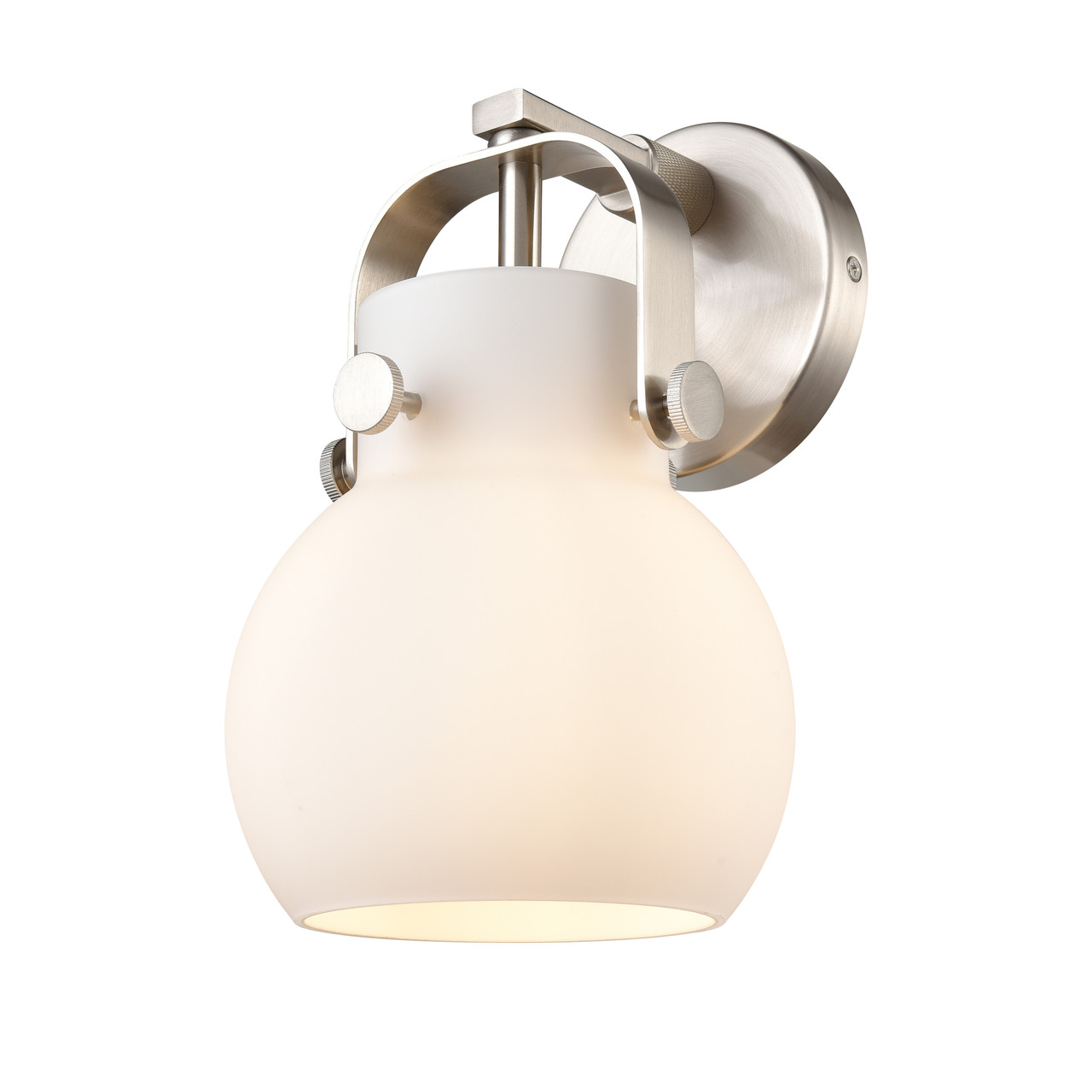 INNOVATIONS 423-1W-SN-G410-6WH Pilaster II Sphere 1 6.5 inch Sconce Satin Nickel