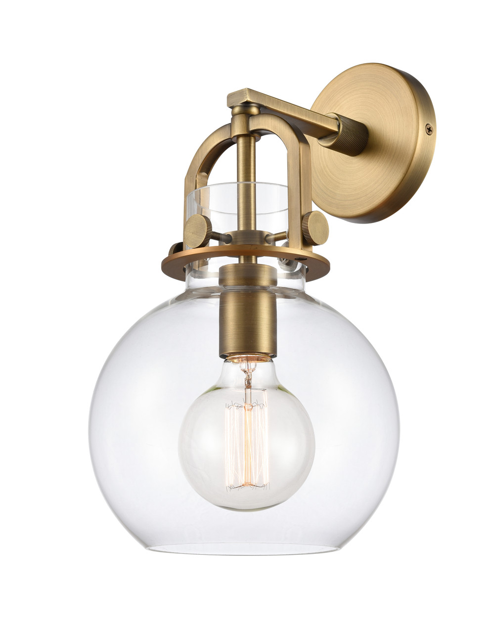 INNOVATIONS 410-1W-BB-G410-8CL Newton Sphere 1 8 inch Sconce Brushed Brass