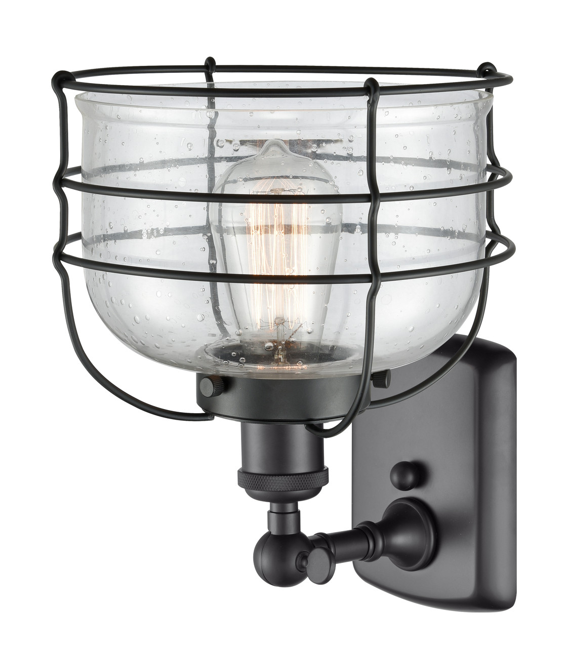 INNOVATIONS 916-1W-BK-G74-CE Large Bell Cage 1 Light Sconce part of the Ballston Collection Matte Black