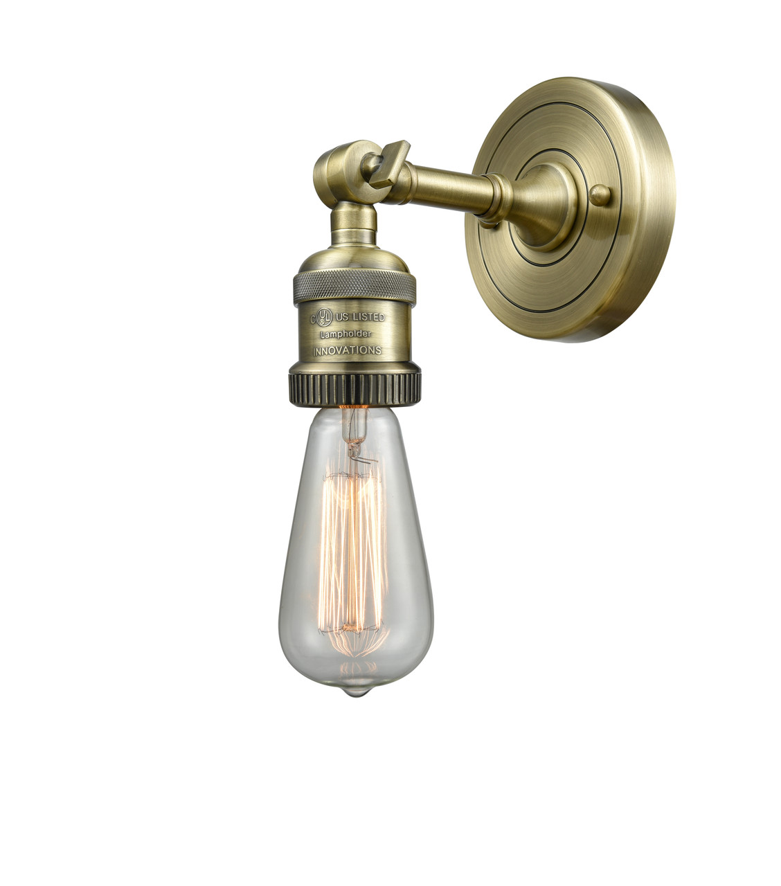 INNOVATIONS 203-AB Bare Bulb 1 Light Sconce part of the Franklin Restoration Collection Antique Brass