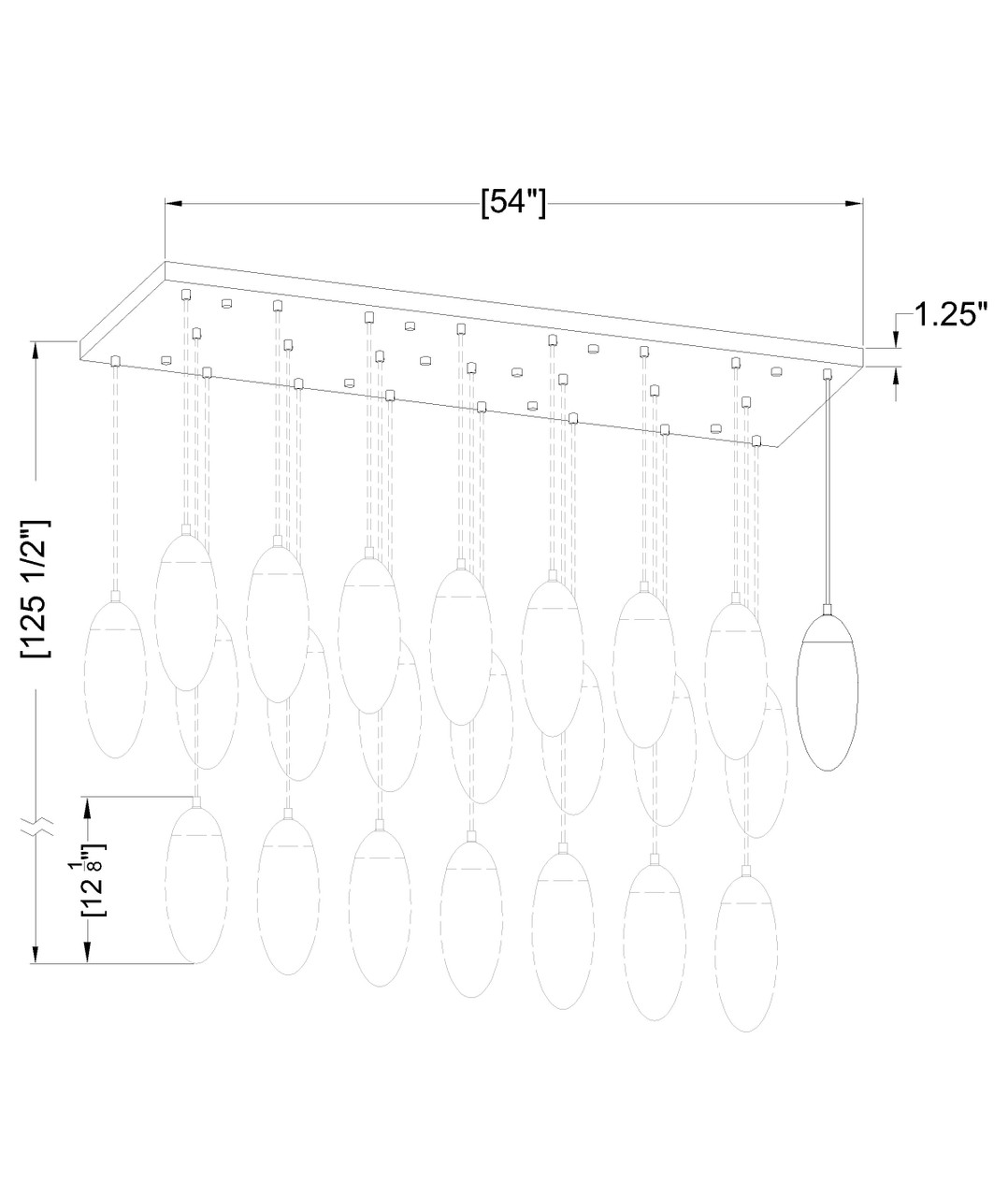 Z-LITE 651P-23L-MB 23-Light Chandelier, Matte Black