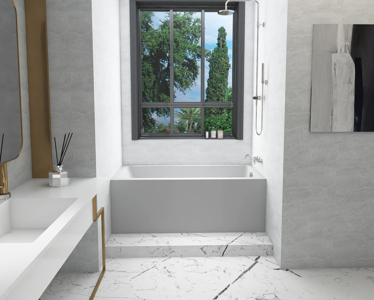 Elegant Kitchen and Bath BT201-R3060GW Alcove soaking bathtub 30x60 inch right drain in glossy white