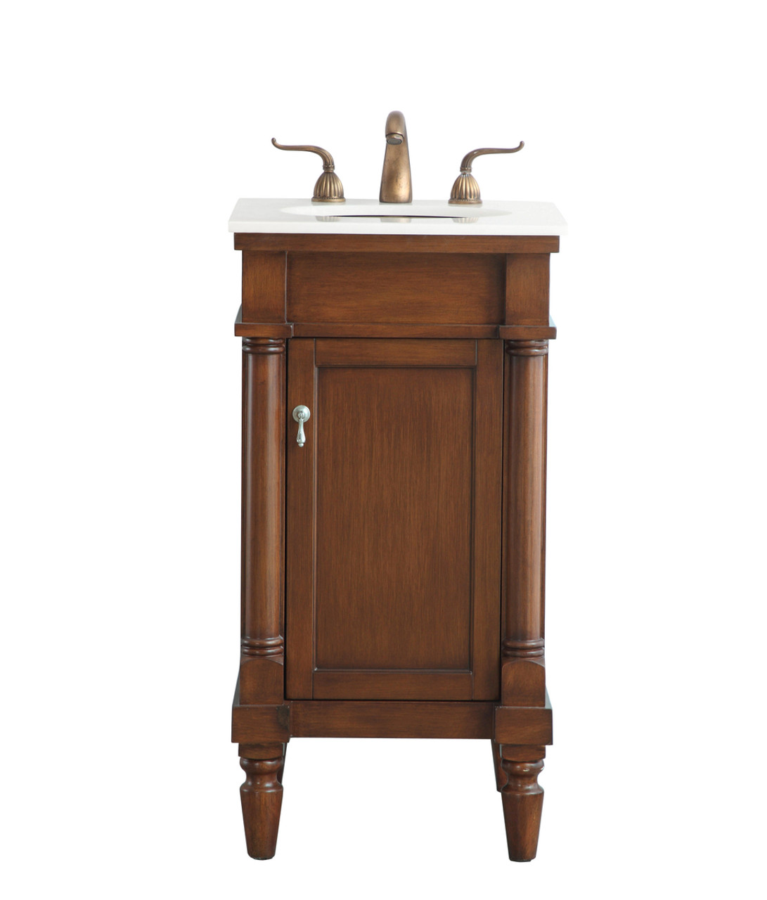 Elegant Kitchen and Bath VF13018WT-VW 18 inch Single Bathroom vanity in walnut with ivory white engineered marble