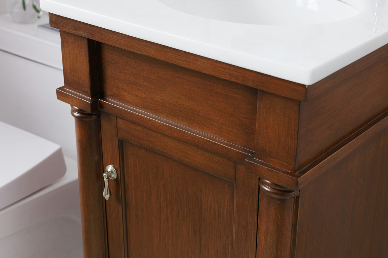 Elegant Kitchen and Bath VF13018WT-VW 18 inch Single Bathroom vanity in walnut with ivory white engineered marble