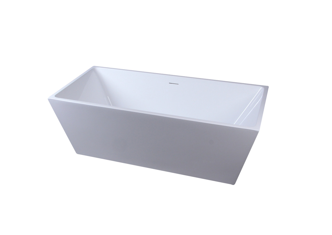 Elegant Kitchen and Bath BT21367GW 67 inch soaking rectangular bathtub in glossy white