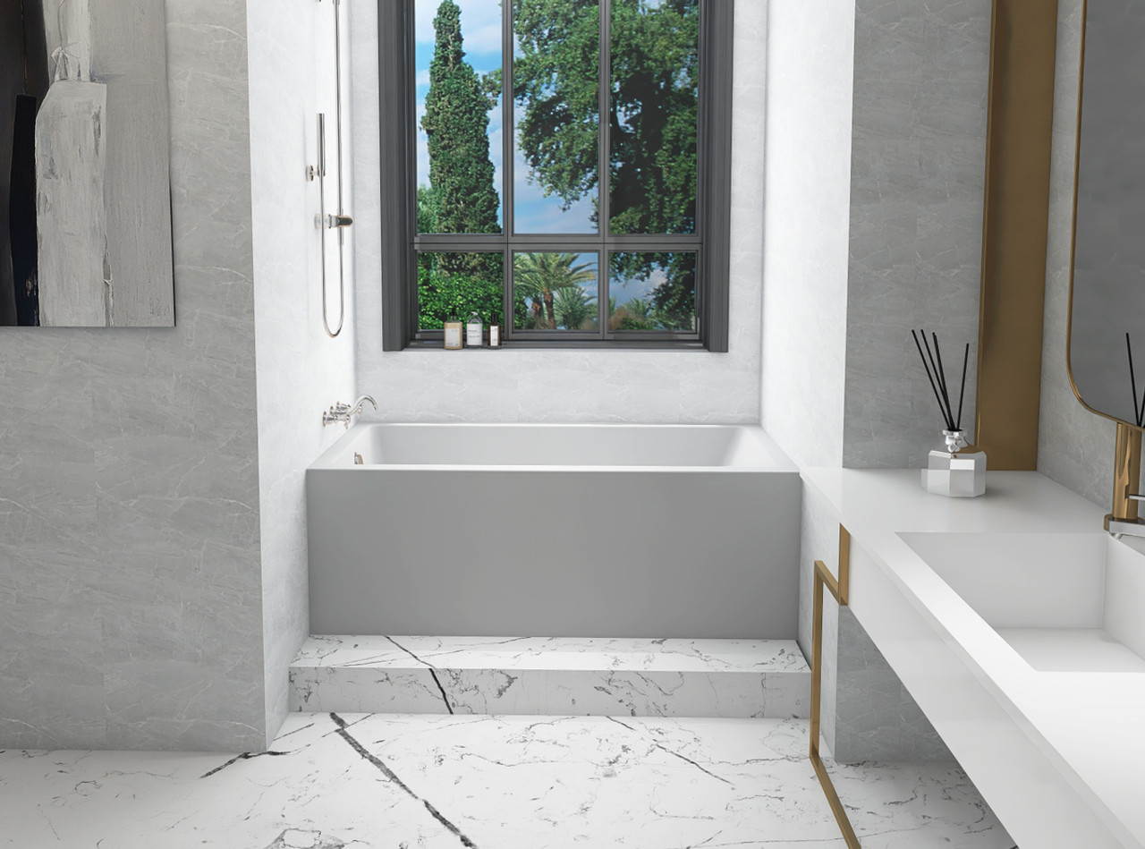 Elegant Kitchen and Bath BT202-L3260GW Alcove soaking bathtub 32x60 inch left drain in glossy white