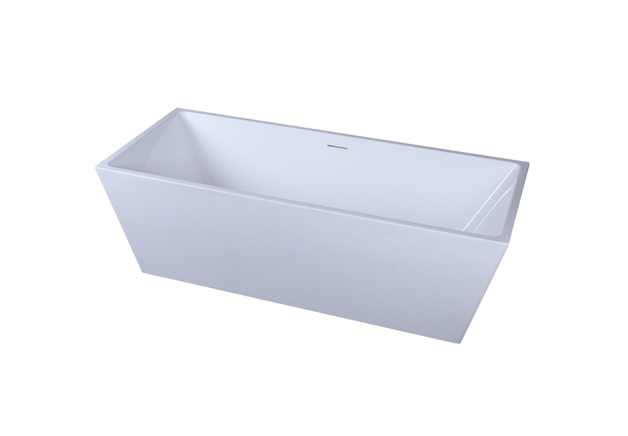 Elegant Kitchen and Bath BT21372GW 72 inch soaking rectangular bathtub in glossy white