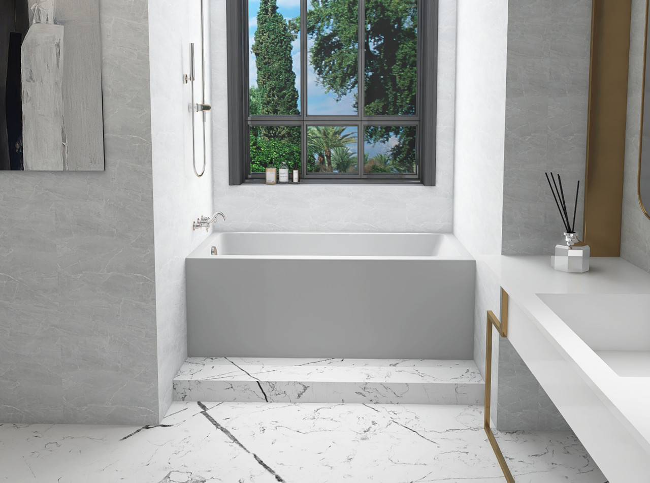 Elegant Kitchen and Bath BT201-L3060GW Alcove soaking bathtub 30x60 inch left drain in glossy white