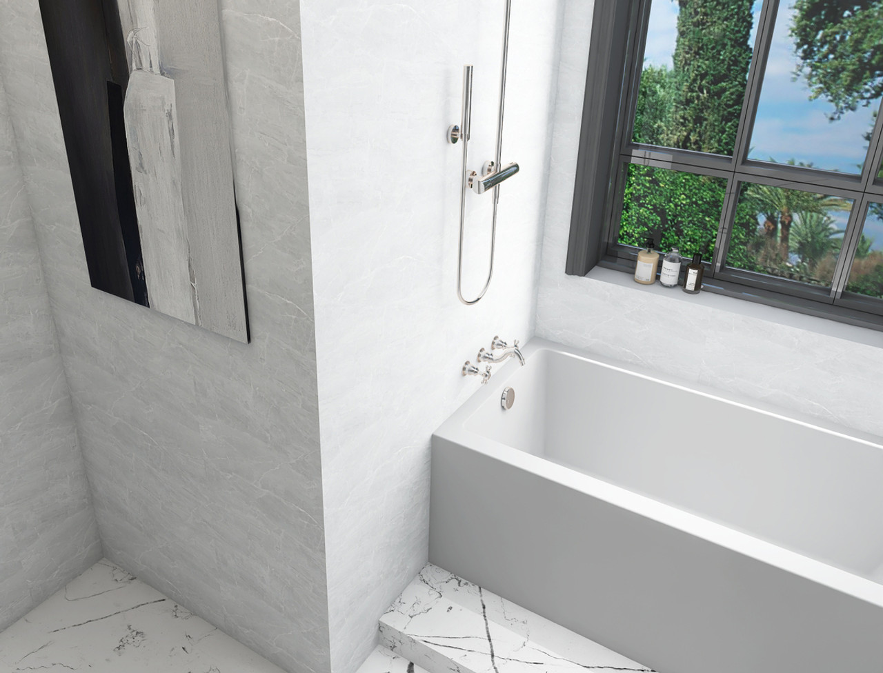 Elegant Kitchen and Bath BT201-L3060GW Alcove soaking bathtub 30x60 inch left drain in glossy white