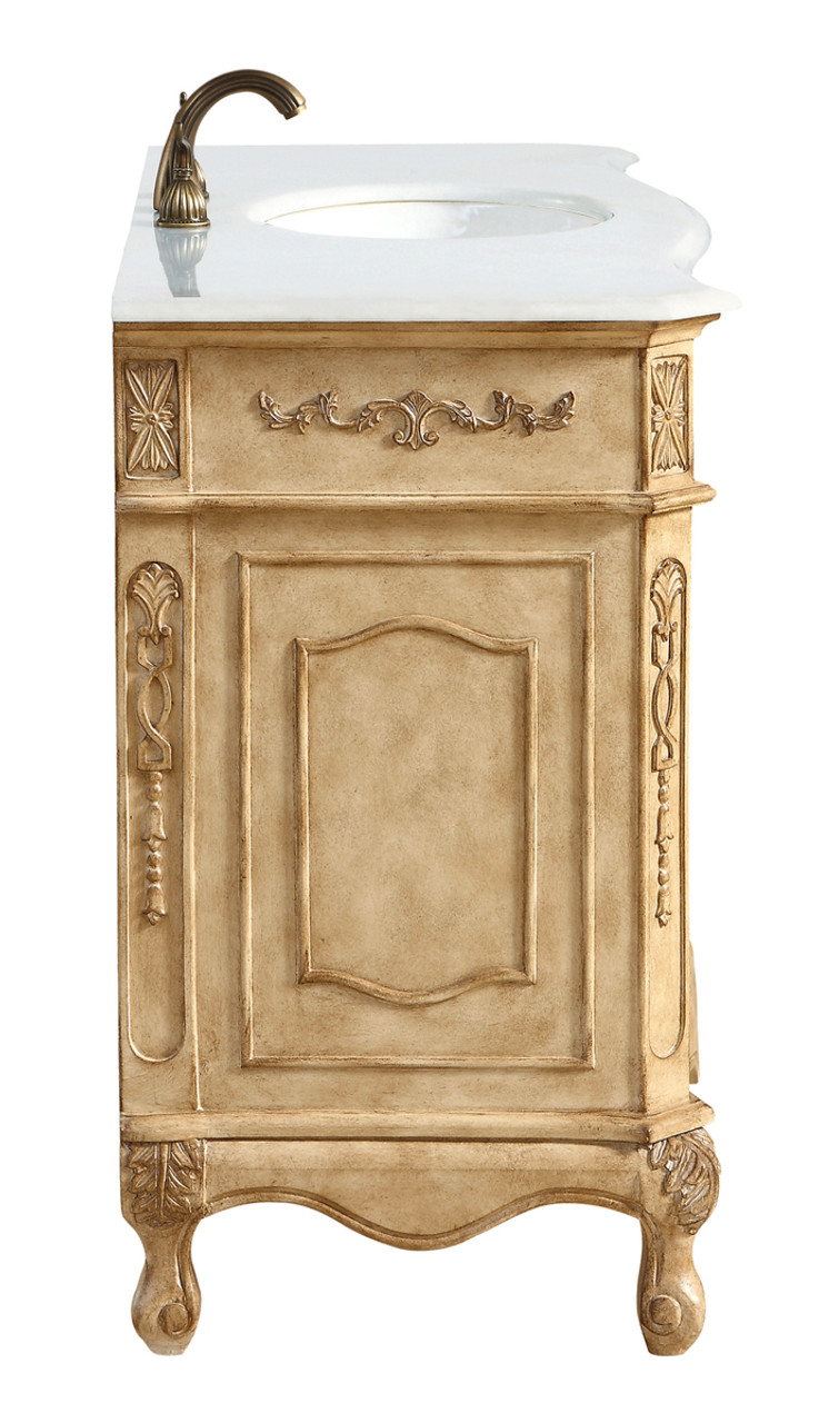 Elegant Kitchen and Bath VF10148AB-VW 48 inch Single Bathroom vanity in Antique Beige with ivory white engineered marble