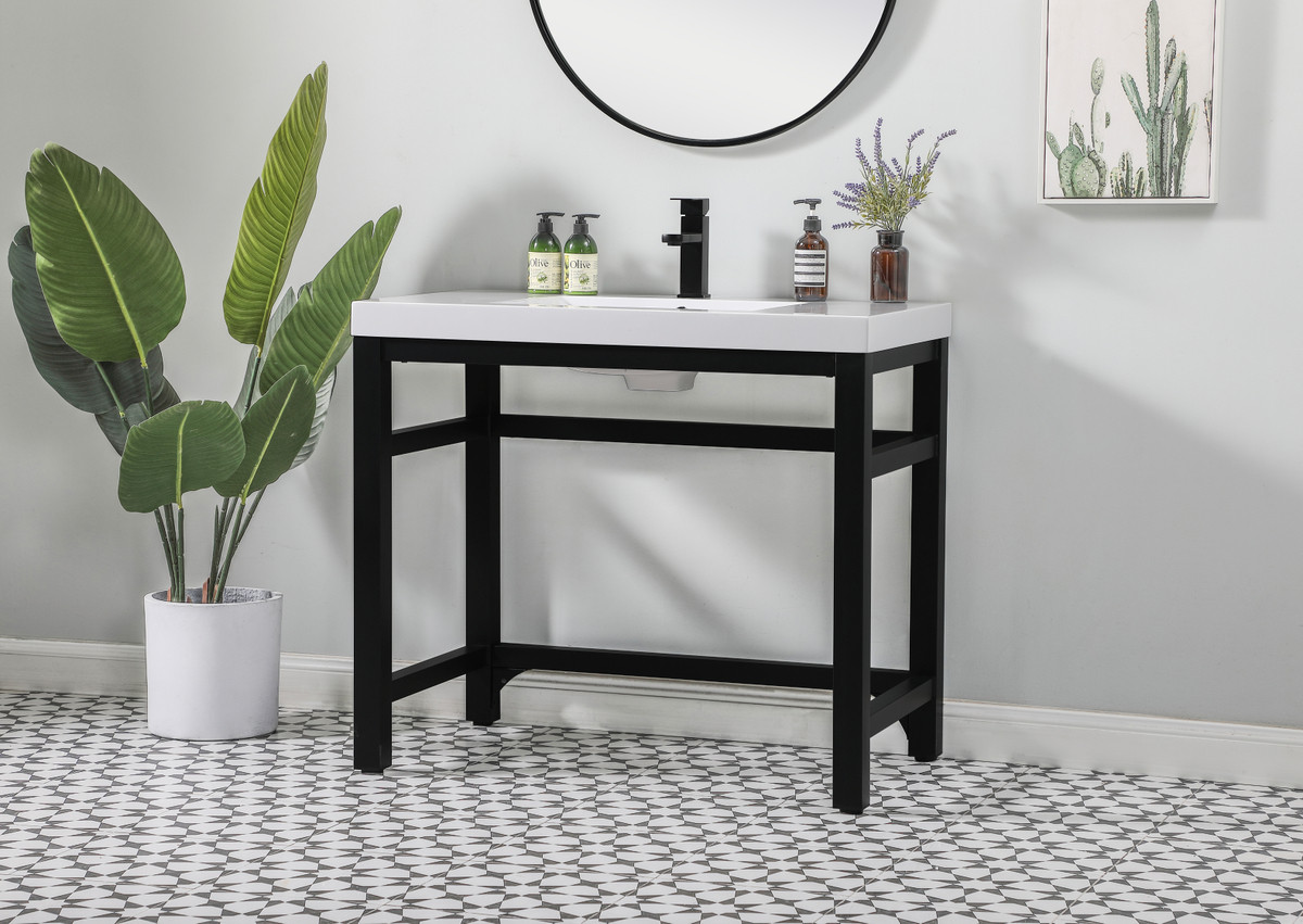 Elegant Kitchen and Bath VF14536BK 36 inch ADA compliant Single bathroom metal vanity in black