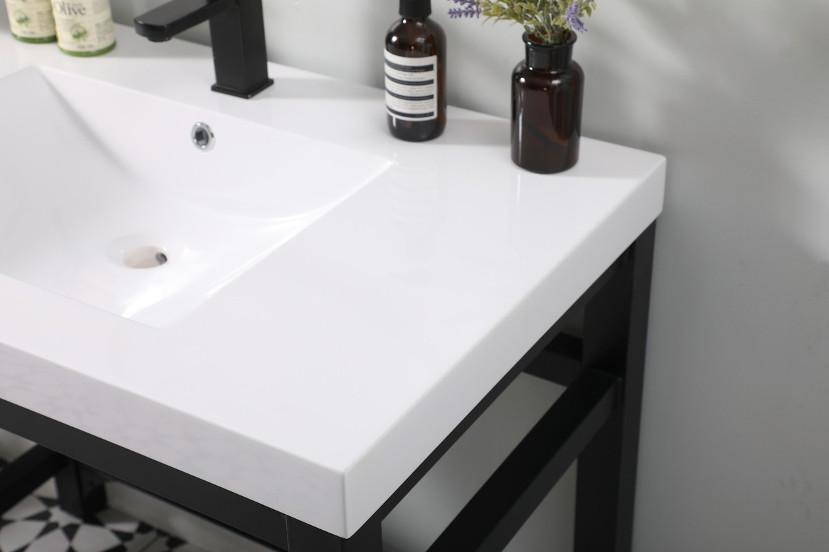 Elegant Kitchen and Bath VF14536BK 36 inch ADA compliant Single bathroom metal vanity in black