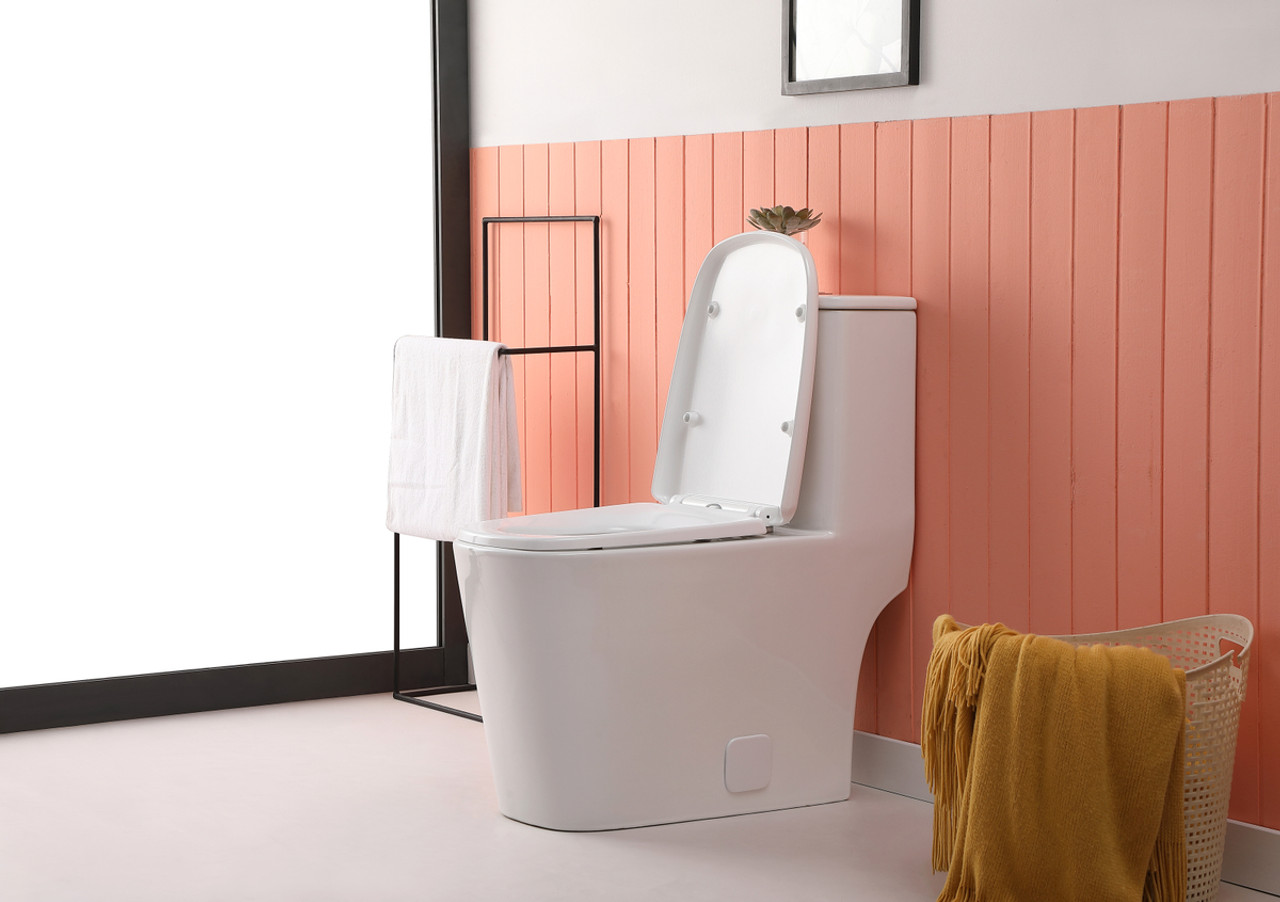 Elegant Kitchen and Bath TOL2003 Winslet One-piece floor Square Toilet 27x14x31 in White