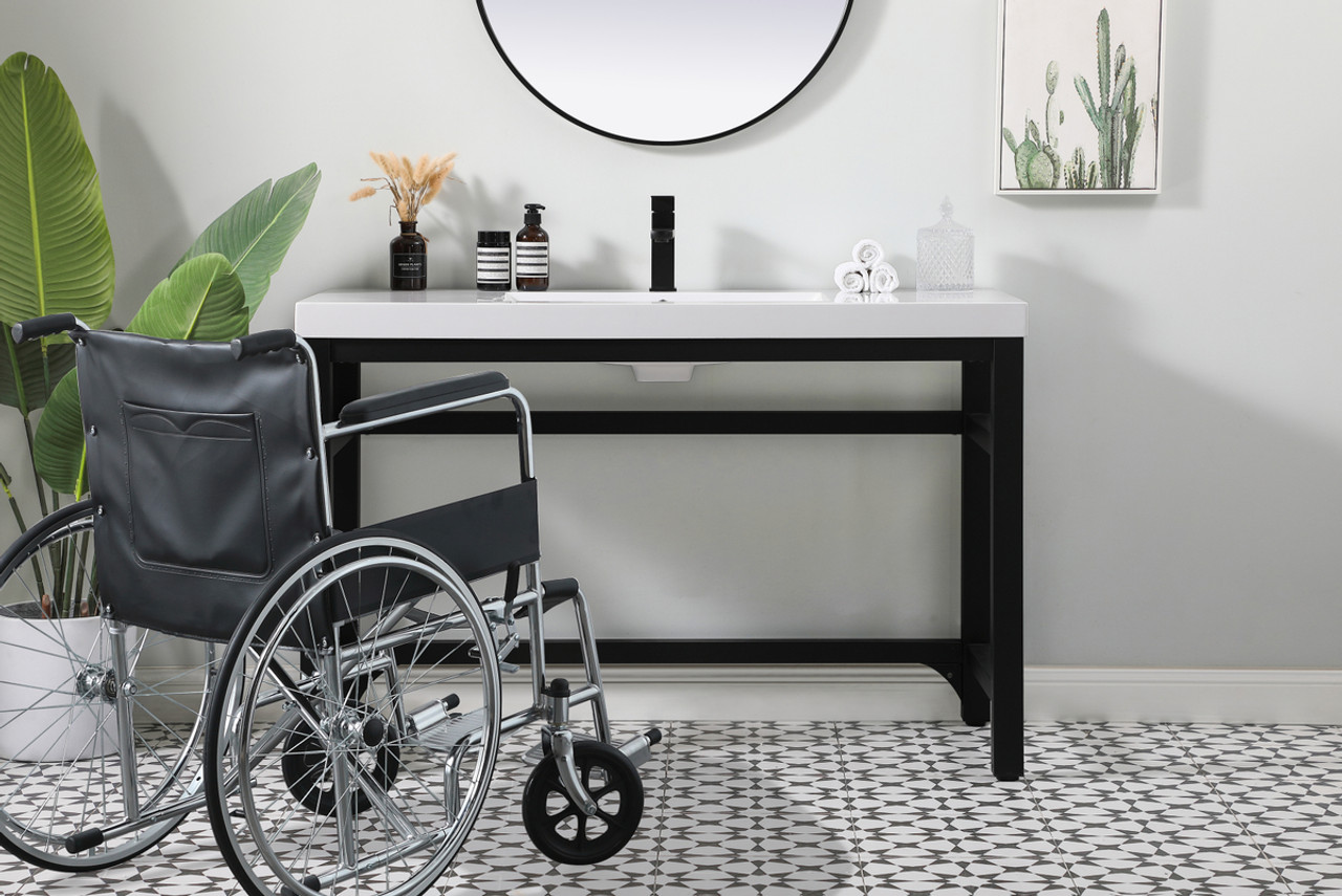 Elegant Kitchen and Bath VF14548BK 48 inch ADA compliant Single bathroom metal vanity in black