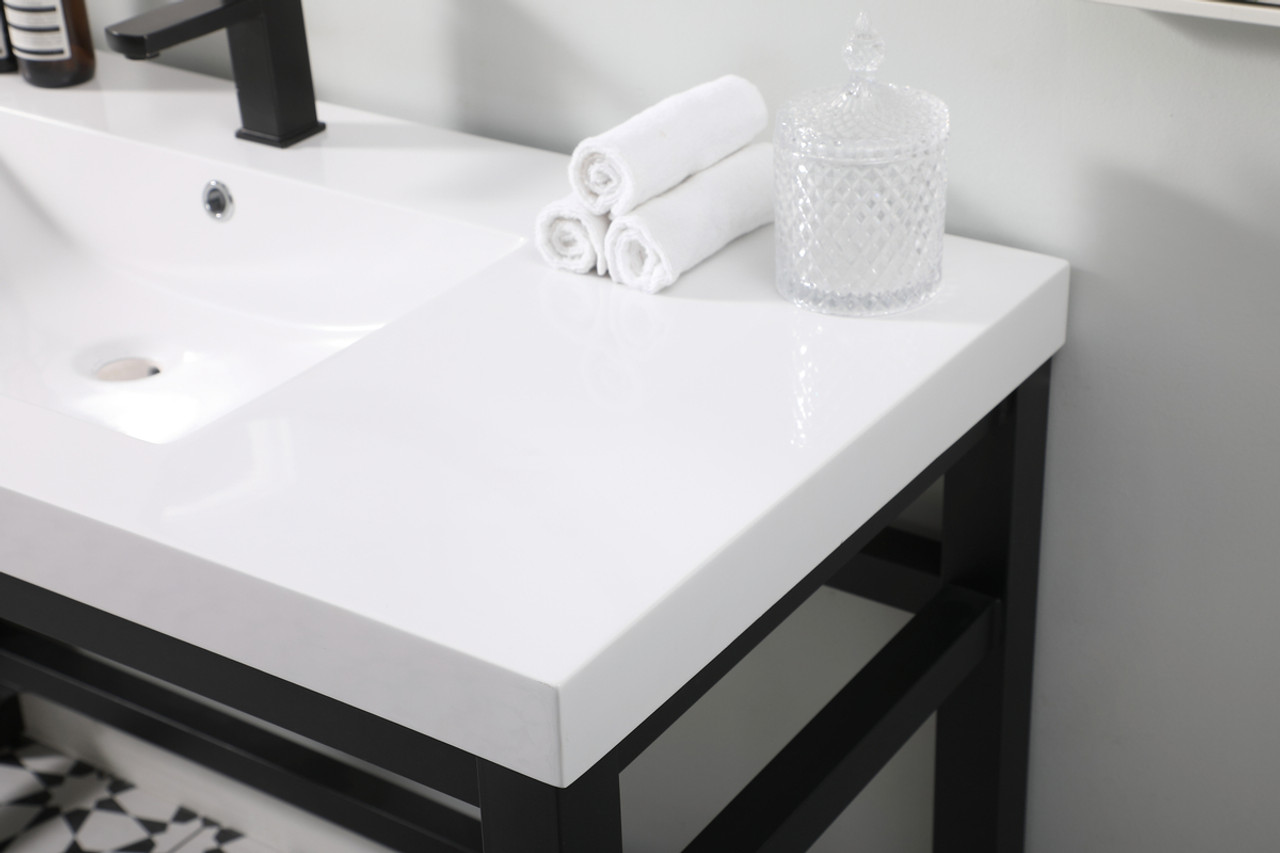 Elegant Kitchen and Bath VF14548BK 48 inch ADA compliant Single bathroom metal vanity in black