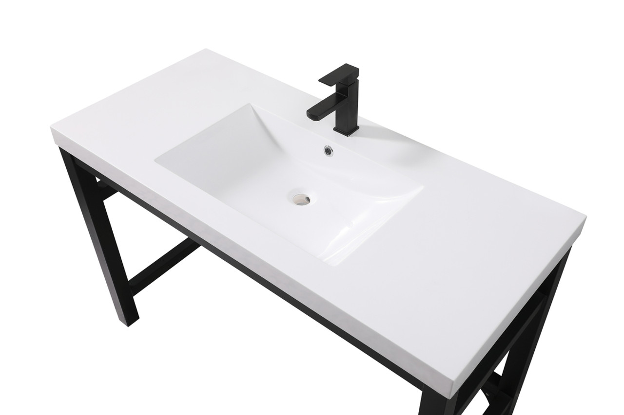 Elegant Kitchen and Bath VF14548BK 48 inch ADA compliant Single bathroom metal vanity in black