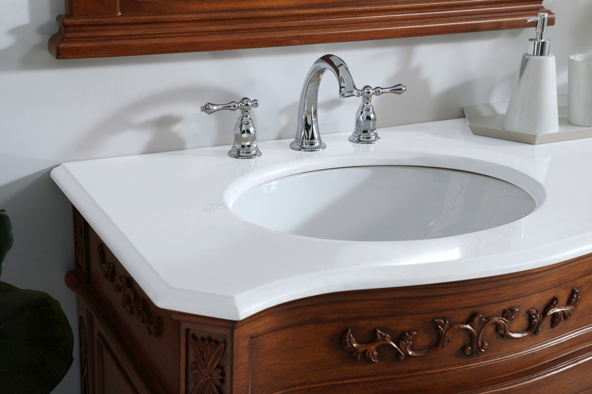 Elegant Kitchen and Bath VF10172DTK-VW 72 inch Double Bathroom vanity in Teak with ivory white engineered marble