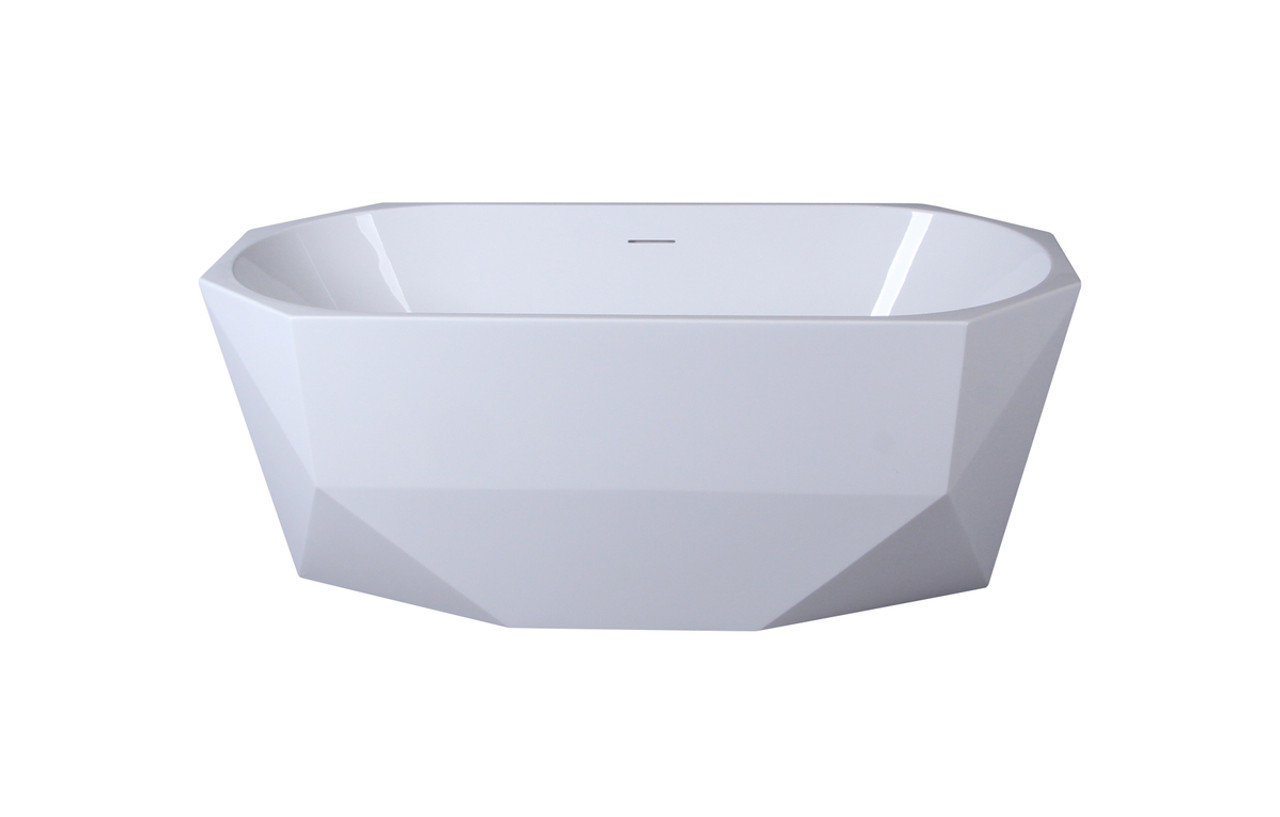Elegant Kitchen and Bath BT21159GW 59 inch soaking diamond style bathtub in glossy white