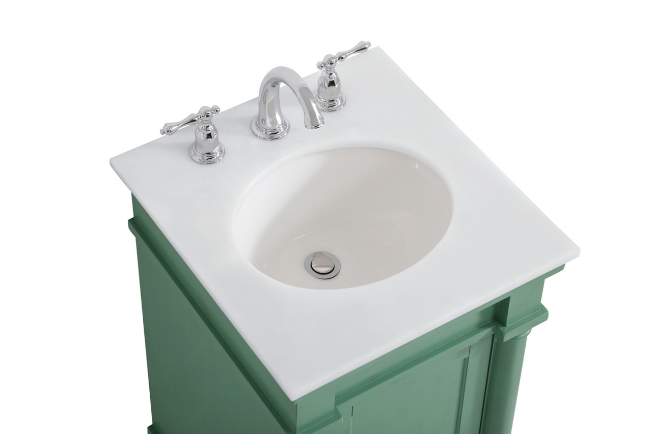 Elegant Kitchen and Bath VF13018VM-VW 18.5 inch Single Bathroom vanity in vintage mint with ivory white engineered marble Elegant Kitchen and Bath VF13018VM-VW 18.5 inch Single Bathroom vanity in vintage mint with ivory white engineered marble