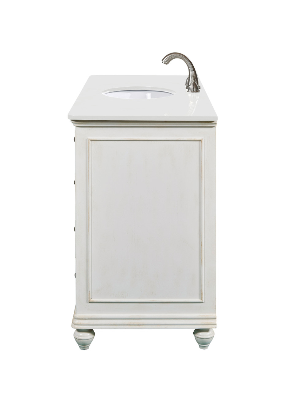 Elegant Kitchen and Bath VF12348AW-VW 48 inch Single Bathroom vanity in Antique White with ivory white engineered marble