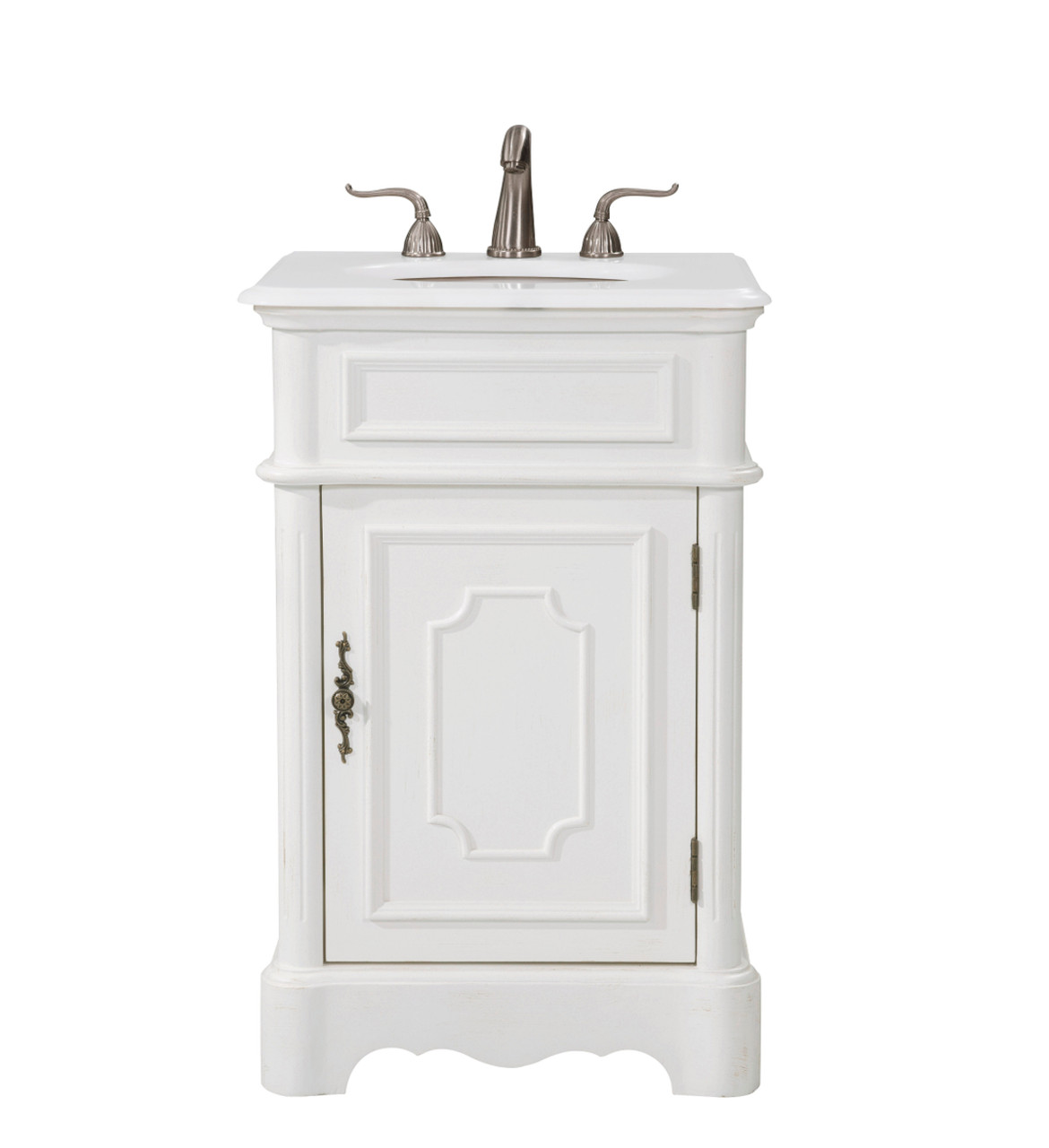 Elegant Kitchen and Bath VF30421AW-VW 21 inch Single Bathroom vanity in Antique White with ivory white engineered marble