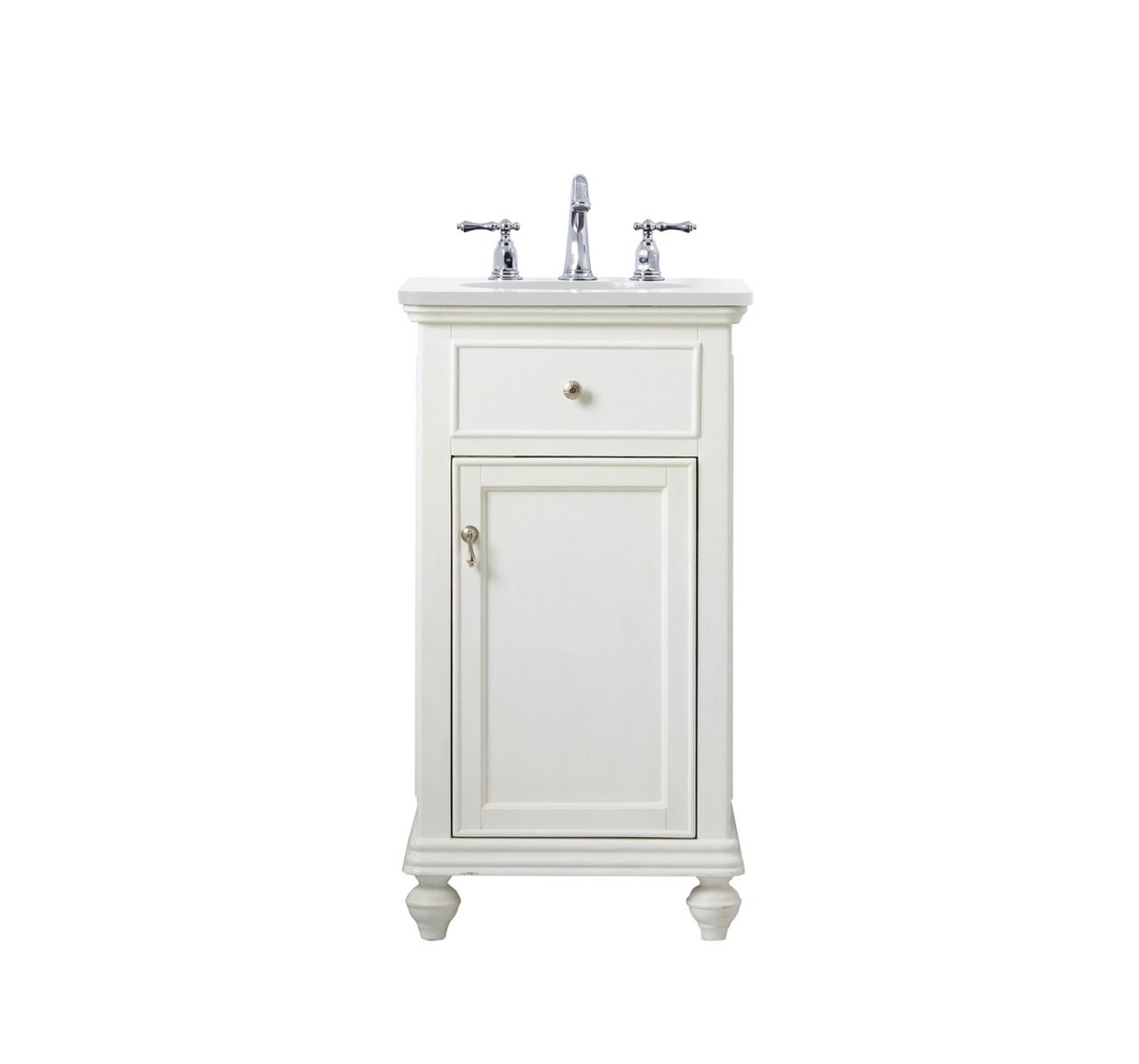 Elegant Kitchen and Bath VF12319AW-VW 19 inch Single Bathroom vanity in antique white with ivory white engineered marble