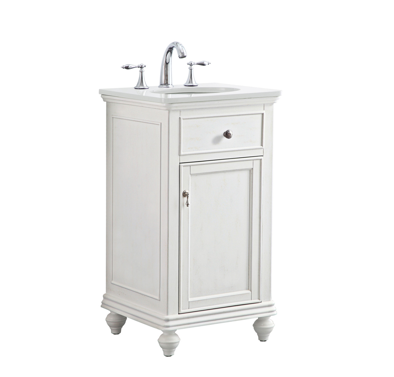 Elegant Kitchen and Bath VF12319AW-VW 19 inch Single Bathroom vanity in antique white with ivory white engineered marble