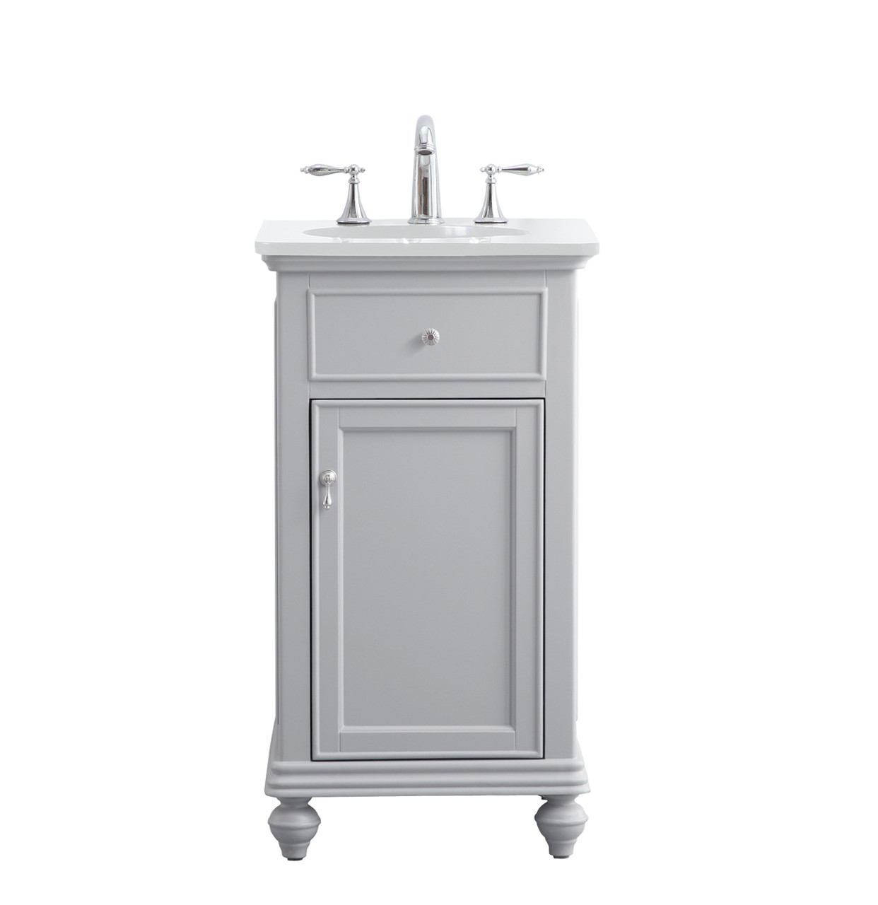 Elegant Kitchen and Bath VF12319GR-VW 19 inch Single Bathroom vanity in light grey with ivory white engineered marble Elegant Kitchen and Bath VF12319GR-VW 19 inch Single Bathroom vanity in light grey with ivory white engineered marble