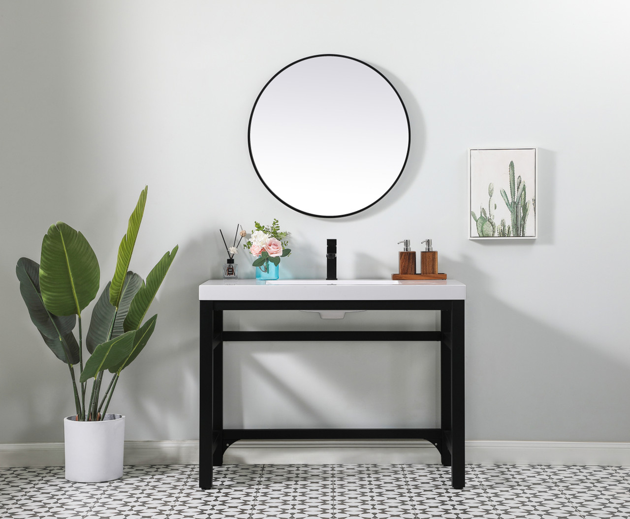 Elegant Kitchen and Bath VF14542BK 42 inch ADA compliant Single bathroom metal vanity in black